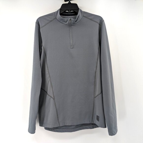 NIKE Pro Combat Fitted Pullover Men's L‎ Gray Dri Fit Thumb Hole Long Sleeves - Picture 1 of 11